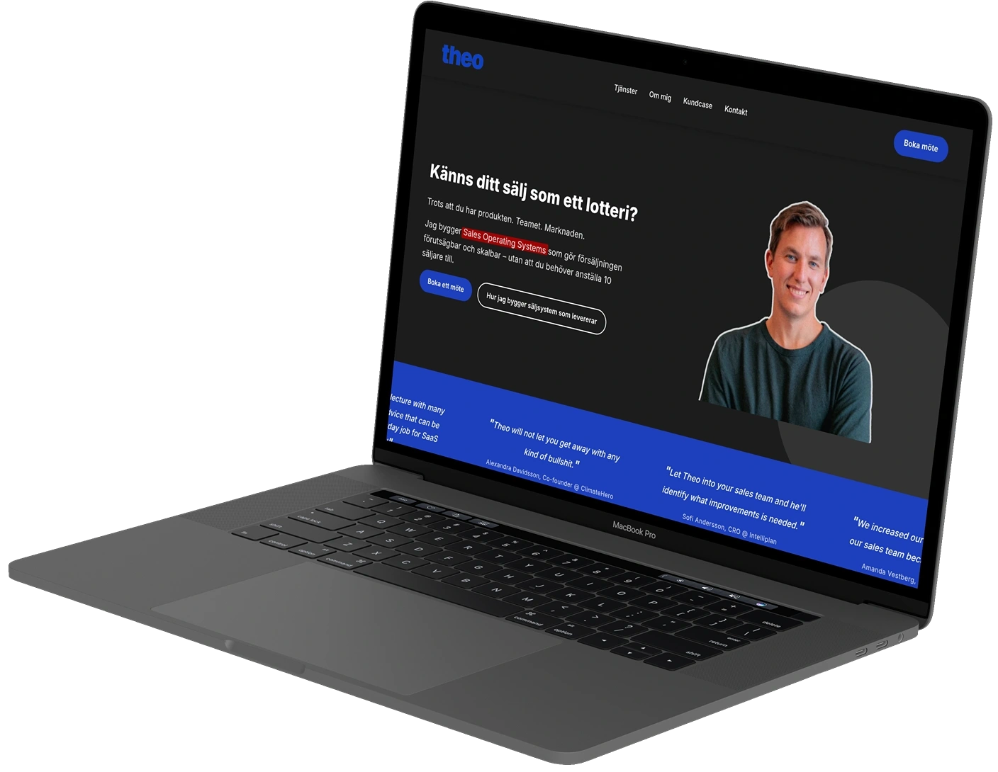 Theoz webbplats mockup