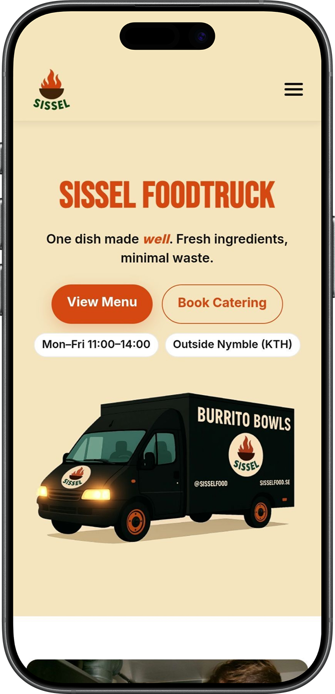 Sisselfood webbplats mobil mockup