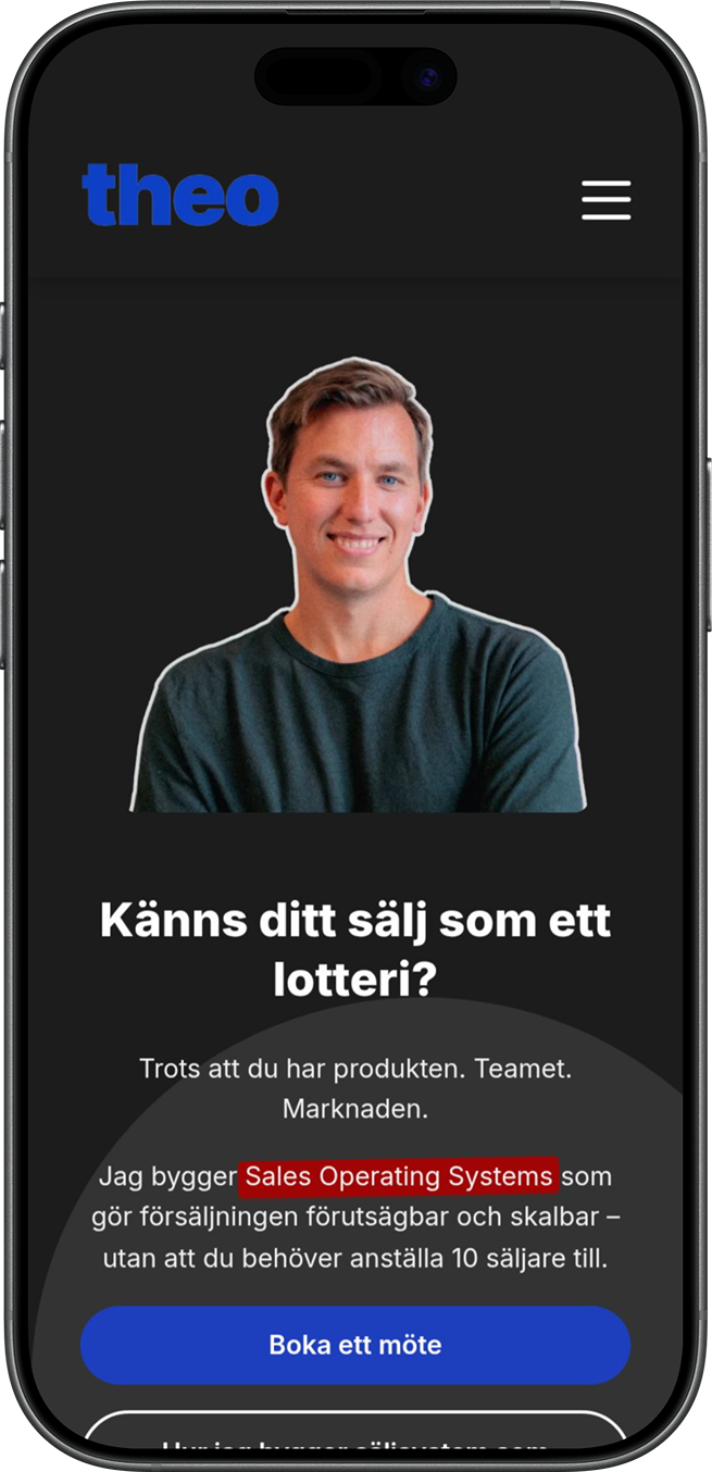 Theoz webbplats mobil mockup