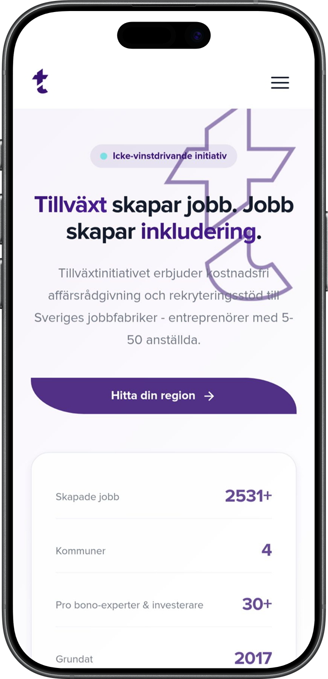 Tillväxtinitiativet webbplats mobil mockup