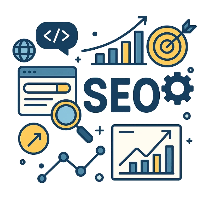 Illustration som visar hur SEO leder till högre ranking och fler besökare