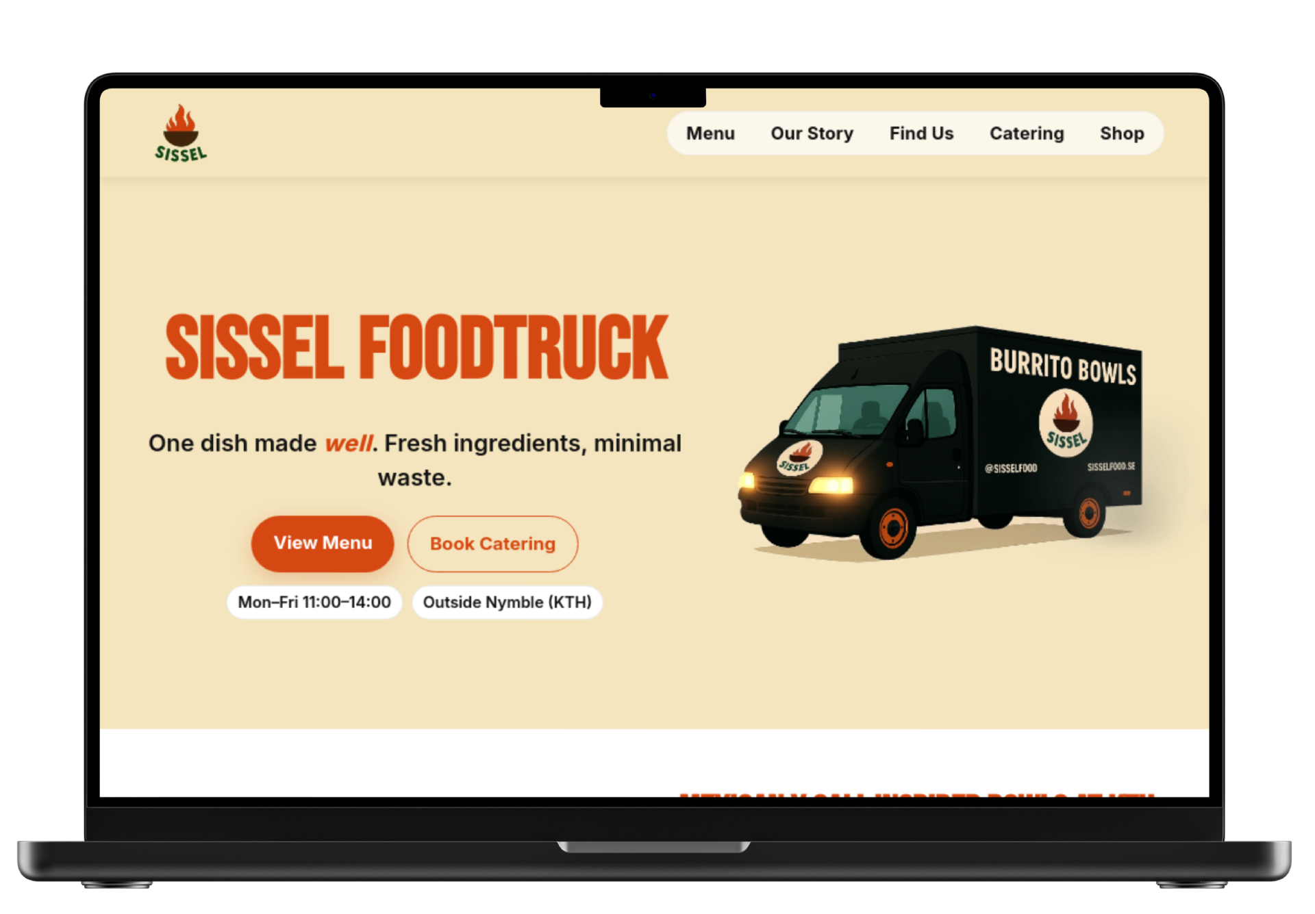 Sisselfood.se webbplats mockup